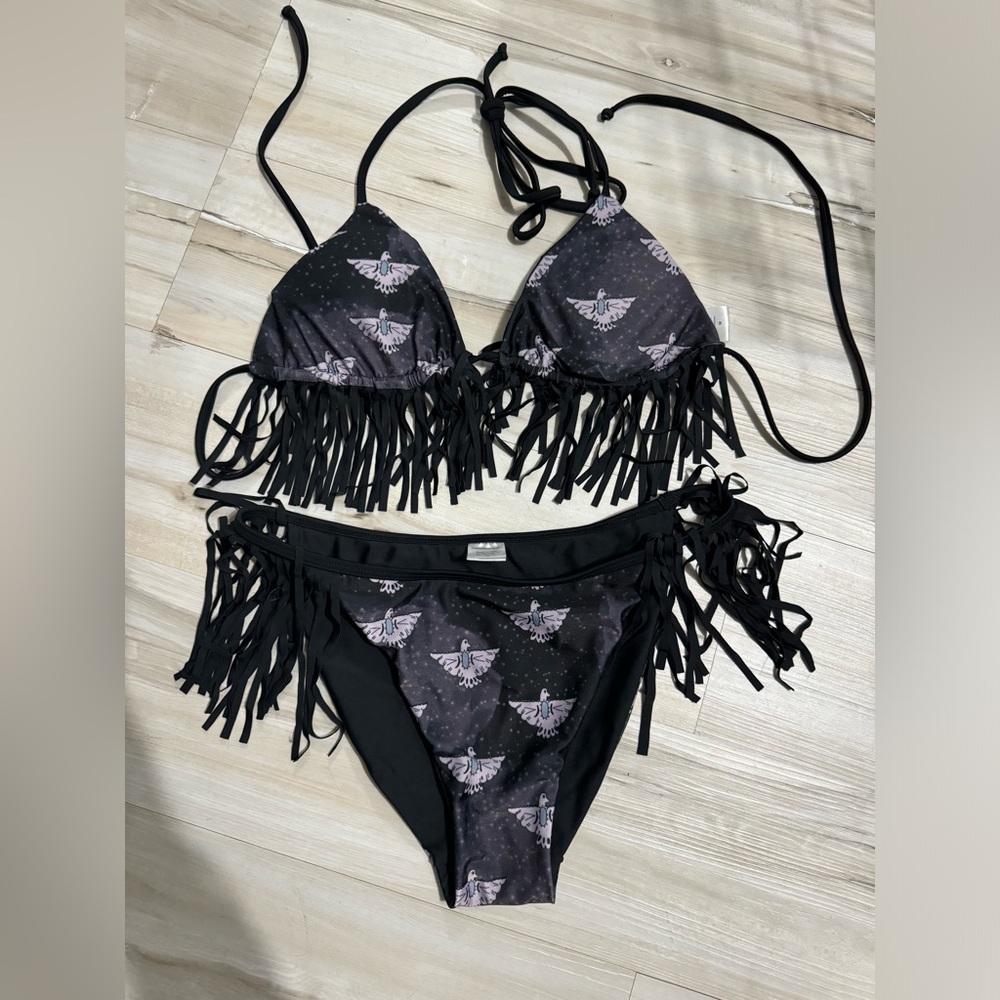 Western design fringe swimsuit bikini